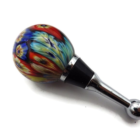 Millefiori Glass Wine Bottle Stopper/ Stainless Stem/ Boxed - Picture 3 of 6